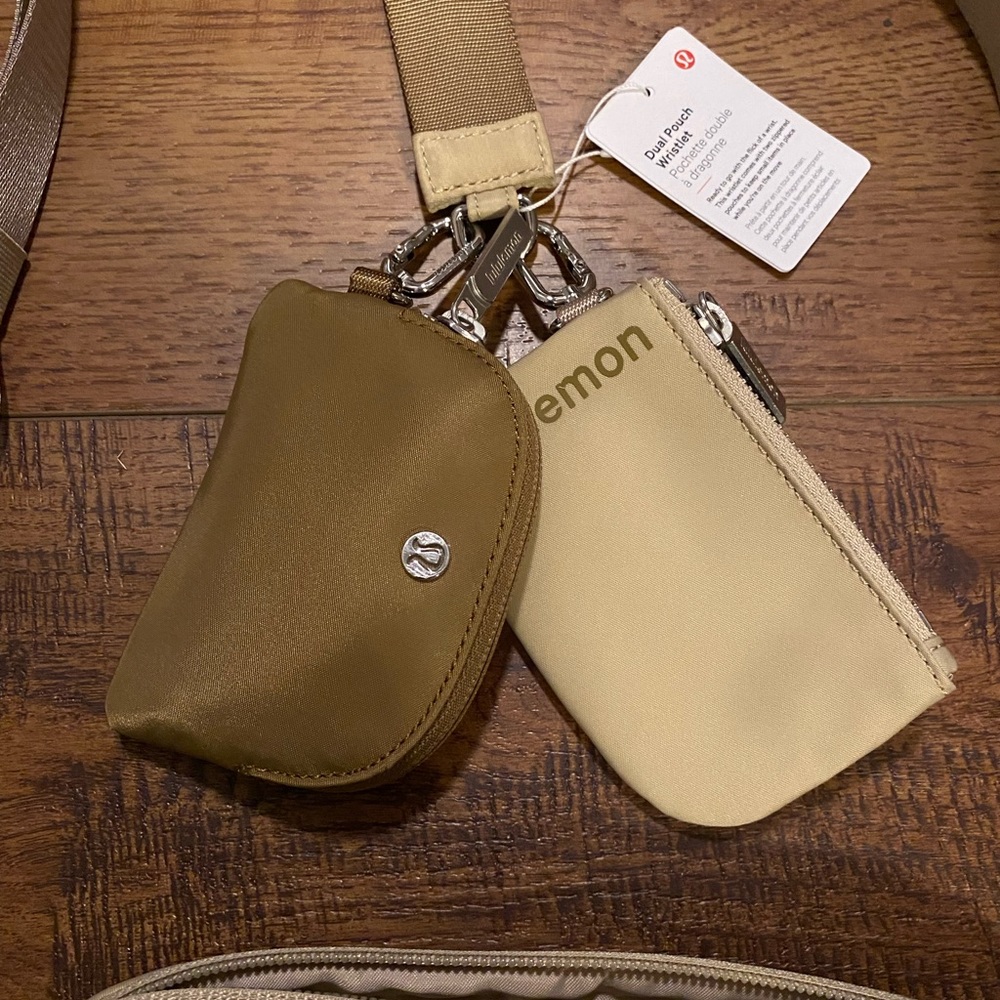 NWT Lululemon Dual Pouch Wristlet in Trench and All Spice